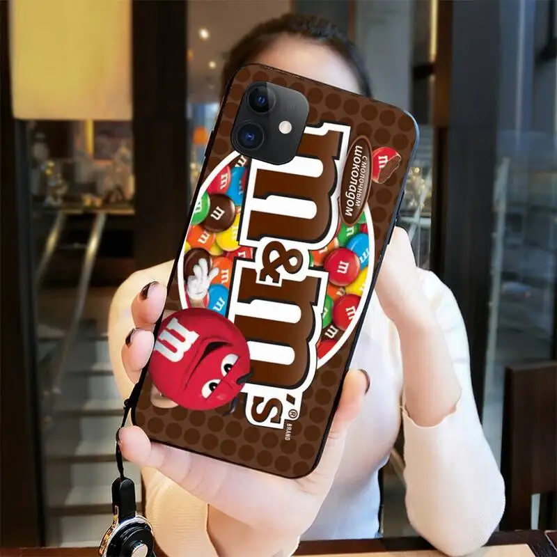 Коробка конфет M &amp M's Черная мягкая крышка чехол для телефона iPhone 11 pro XS MAX 8 7 6 6S