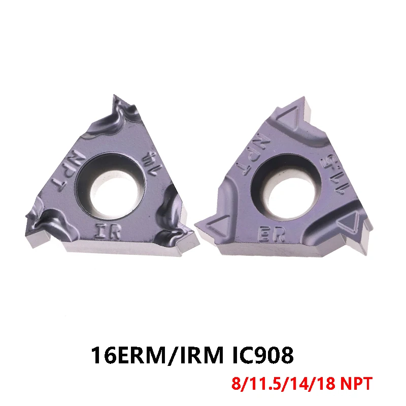 Inserções de Rosca Cortador de Torno Cnc para o Aço Original 16erm 16irm 8npt 11.5npt 14npt Ic908 m k 10 Pçs – Caixa 100% 16er 16ir Npt