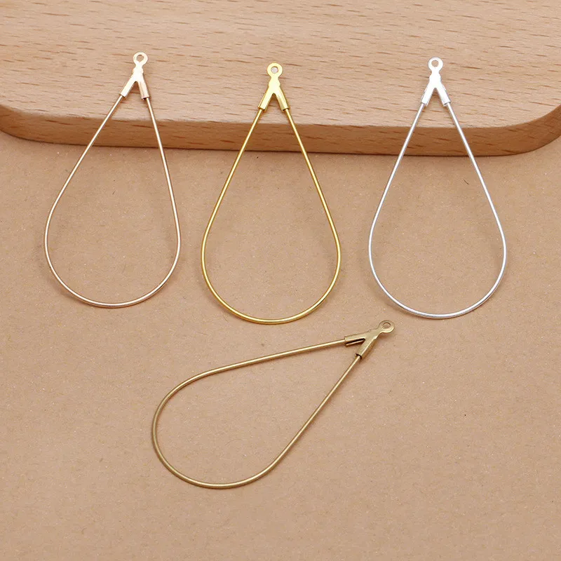 

50pcs 22x43mm Metal Copper Water Drop Pendant Silver Plated Earrings Accessories For Jewelry Making