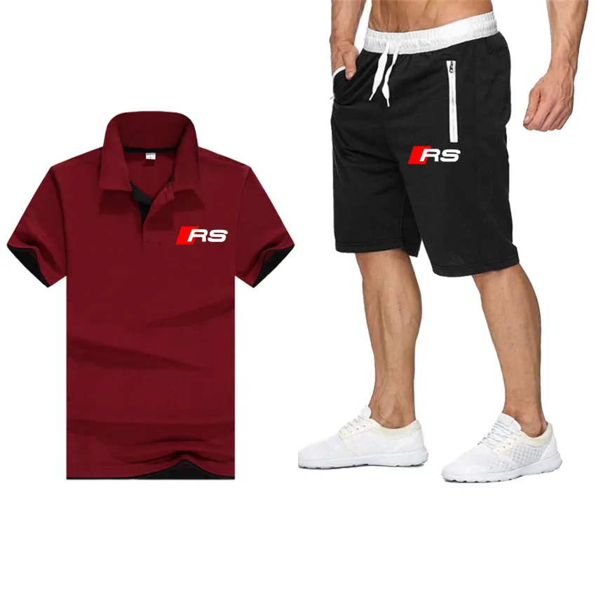 

2 sets of men's business T-shirt shorts summer Polo short-sleeved trousers thin pants sportswear men's basketball shirt