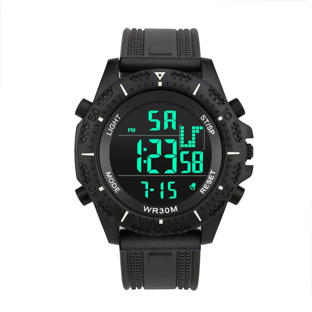Часы мужские Цифровые Спортивные наручные часы силиконовый ремешок 3 бар