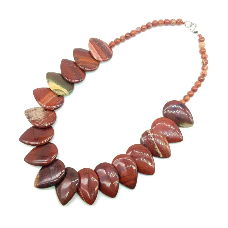 red jasper Ожерелья с подвесками модные каменные бусины колье Висячие бусины 18x25 мм лунный камень оникс, сердолик камень тигровый глаз вечерние подарки - Окраска металла: red jasper