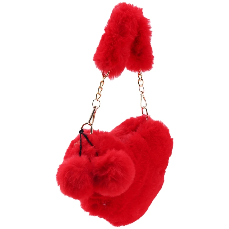 Новая женская зимняя плюшевая сумка в форме сердца модная для телефона