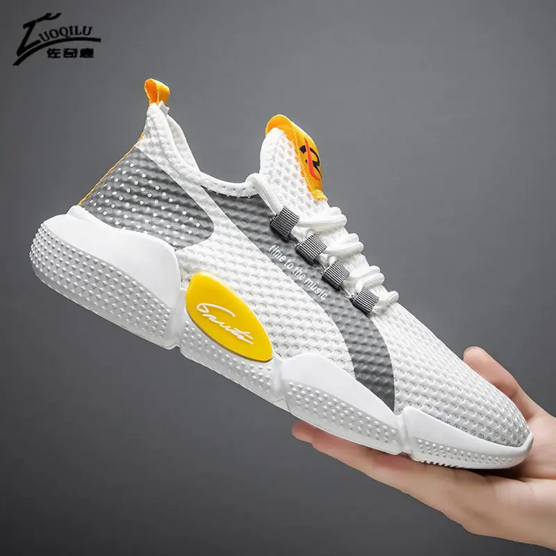 Кроссовки мужские сетчатые на шнуровке удобные повседневные легкие Уличная