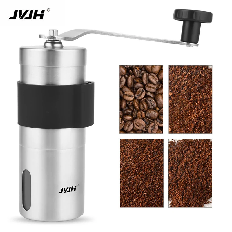 

JVJH Manual Ceramic Coffee Grinder Stainless Steel Coffee Bean Burr Grain Mill Kitchen Tools Stainless Steel Grinding Miller