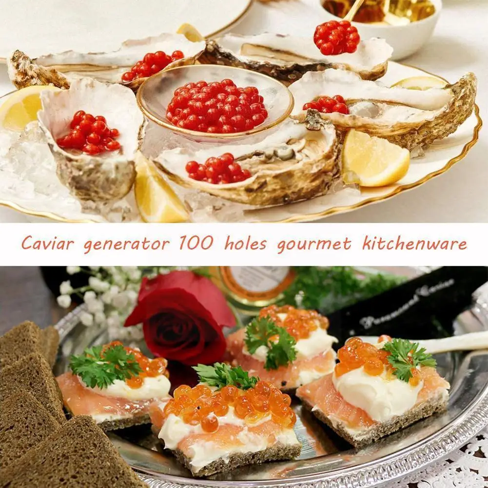 

Molecular Cuisine Caviar Generator 100 Hole Gourmet Tool Kitchen Chef Special Funnel Tool J1B9