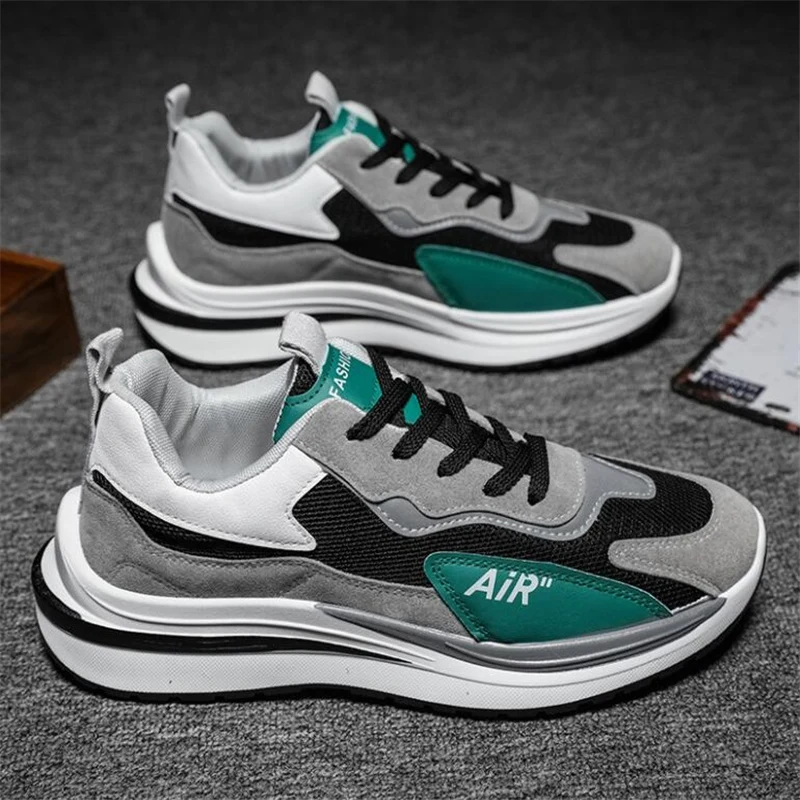 

New men's sneakers fashion mesh stitching lace-up thick-soled non-slip lightweight comfortable casual shoes for men