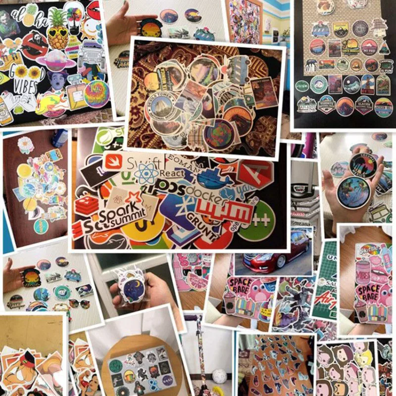 

10/100Pcs/set Colorful Rainbow Style Gesture Smiling Face Stickers For DIY TOY Bicycle Car Motorcycle Skateboard Laptop Luggage