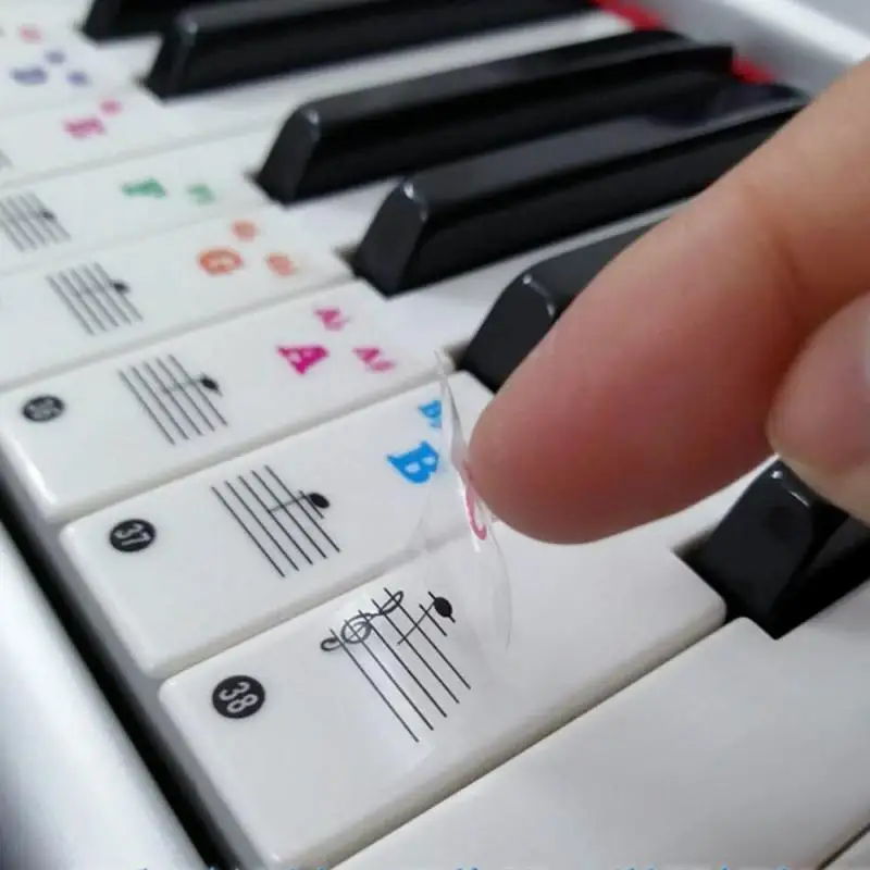 

Пианино клавишные Стикеры s для ключей, 32, 37, 54, 61, 88 Прозрачная Съемная наклейки для пианино Стикеры Размер s для детей и начинающих Стикеры си...
