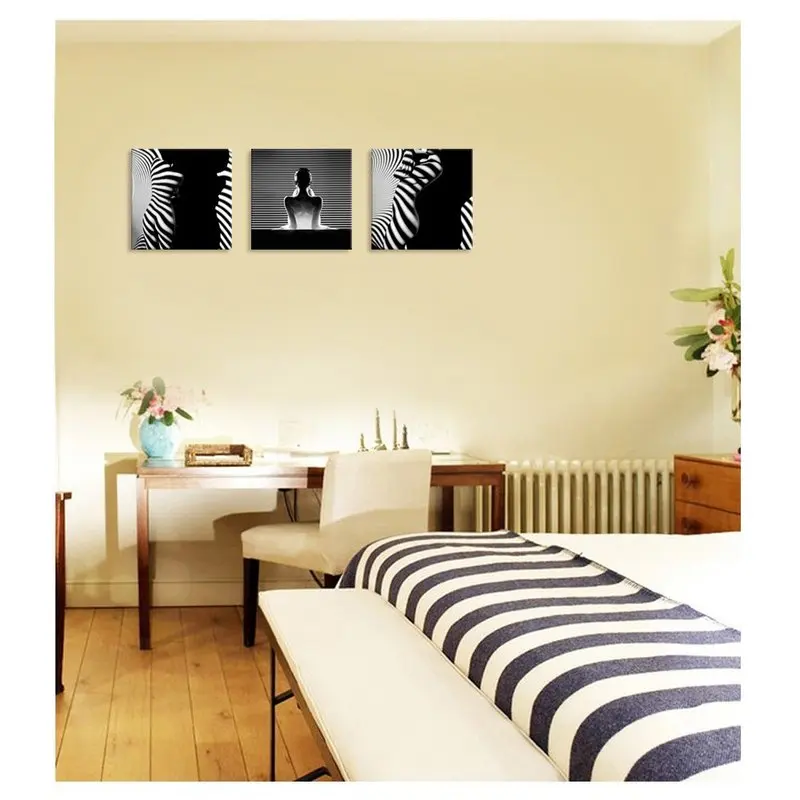 Обнаженная женская парусиновая настенная Художественная печать черная и белая