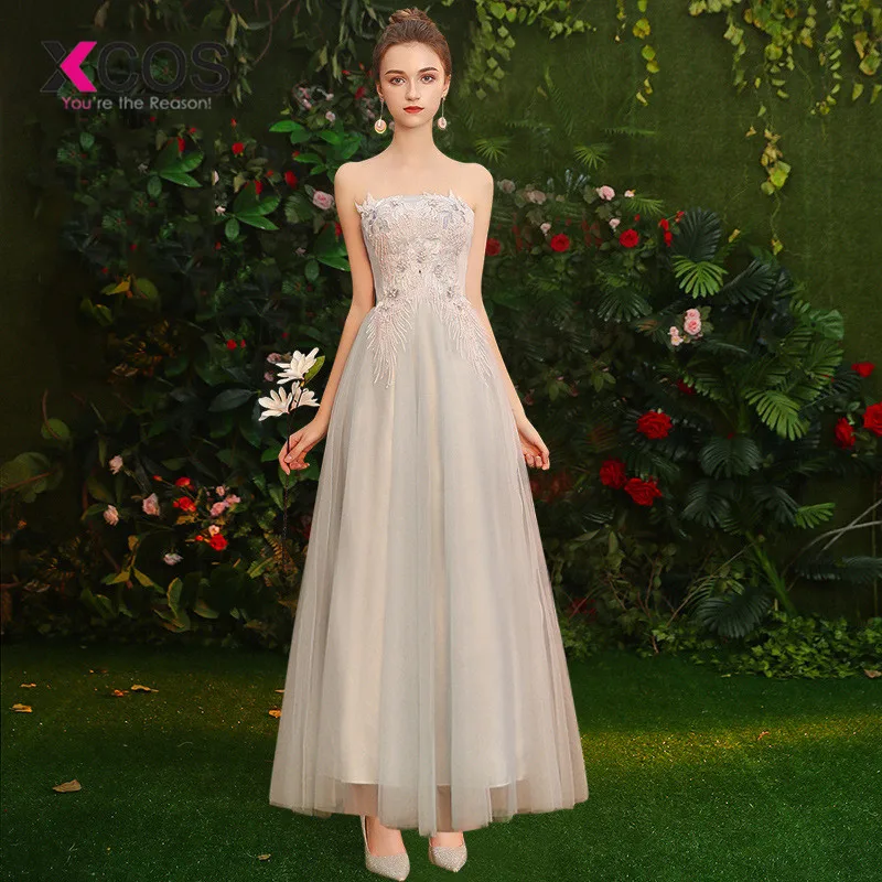 XCOS 2019 новые серые Элегантные платья невесты длинные официальные свадебные
