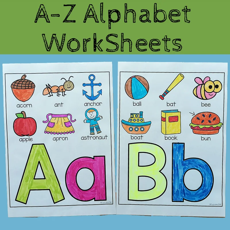 Alphabet Worksheets 26 Letters From-A-to-Z Practice Paper Preschool learning English Homework Workbook coloring books for kids | Игрушки и
