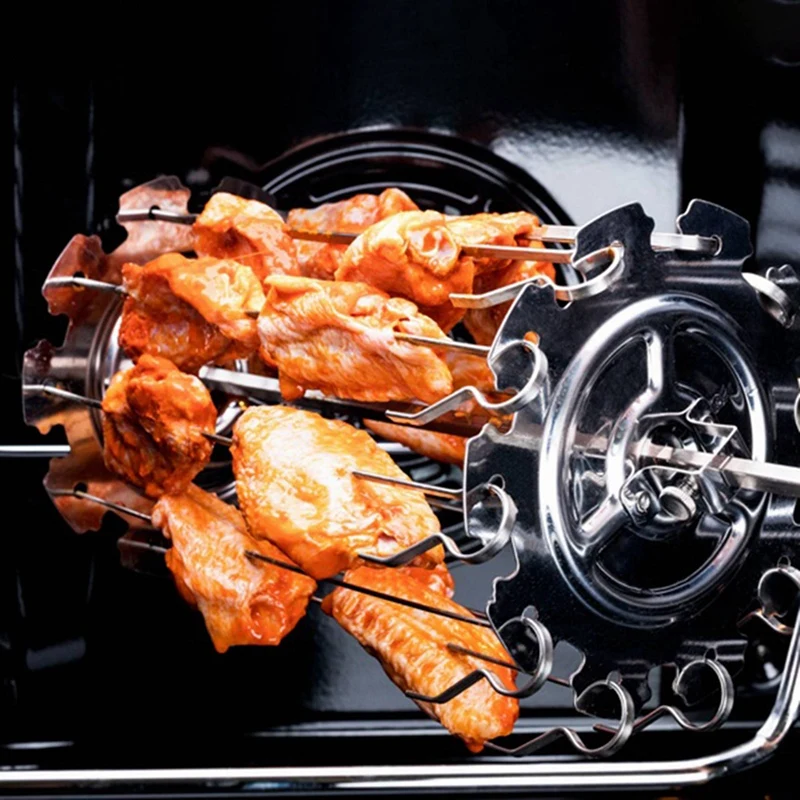10 Fork BBQ Steel Metal Roaster Rotisserie Skewers Needle Cage With Wireless Remote Meat Thermometer | Дом и сад