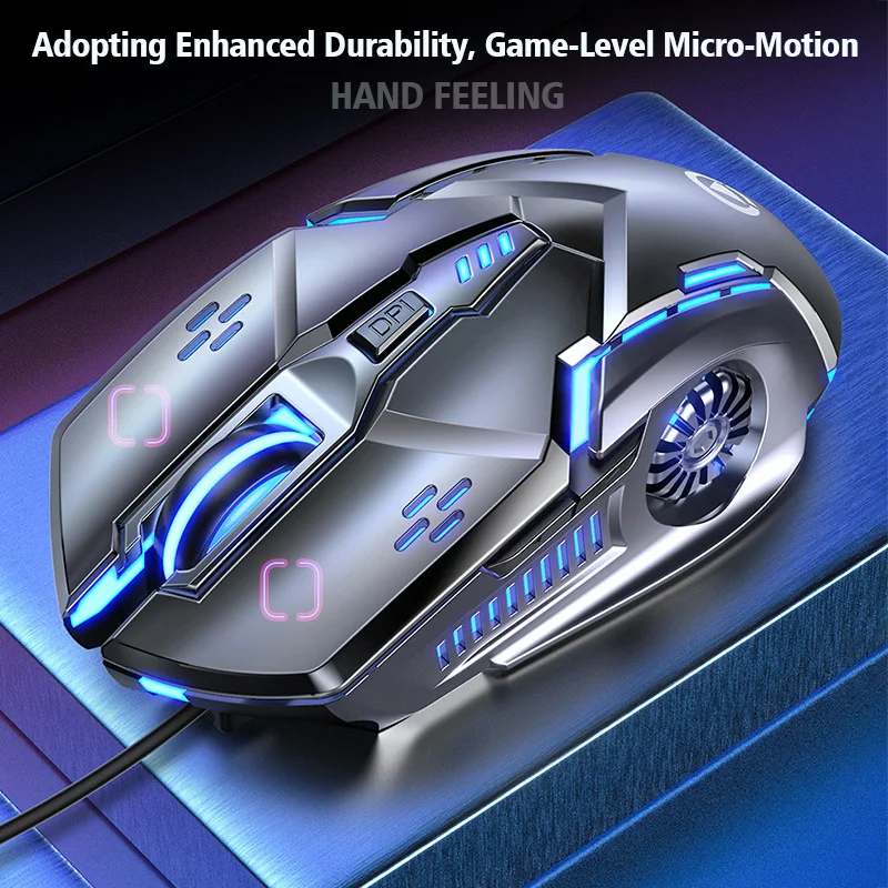 Игровая мышь для ПК геймерская проводная бесшумная оптическая светодиодный
