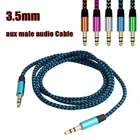 Кабель Aux 3,5 мм-3,5 мм, 1 м, цветной нейлоновый штекер, штекер-штекер для автомобиля, позолоченный штекер для Iphone, Xiaomi