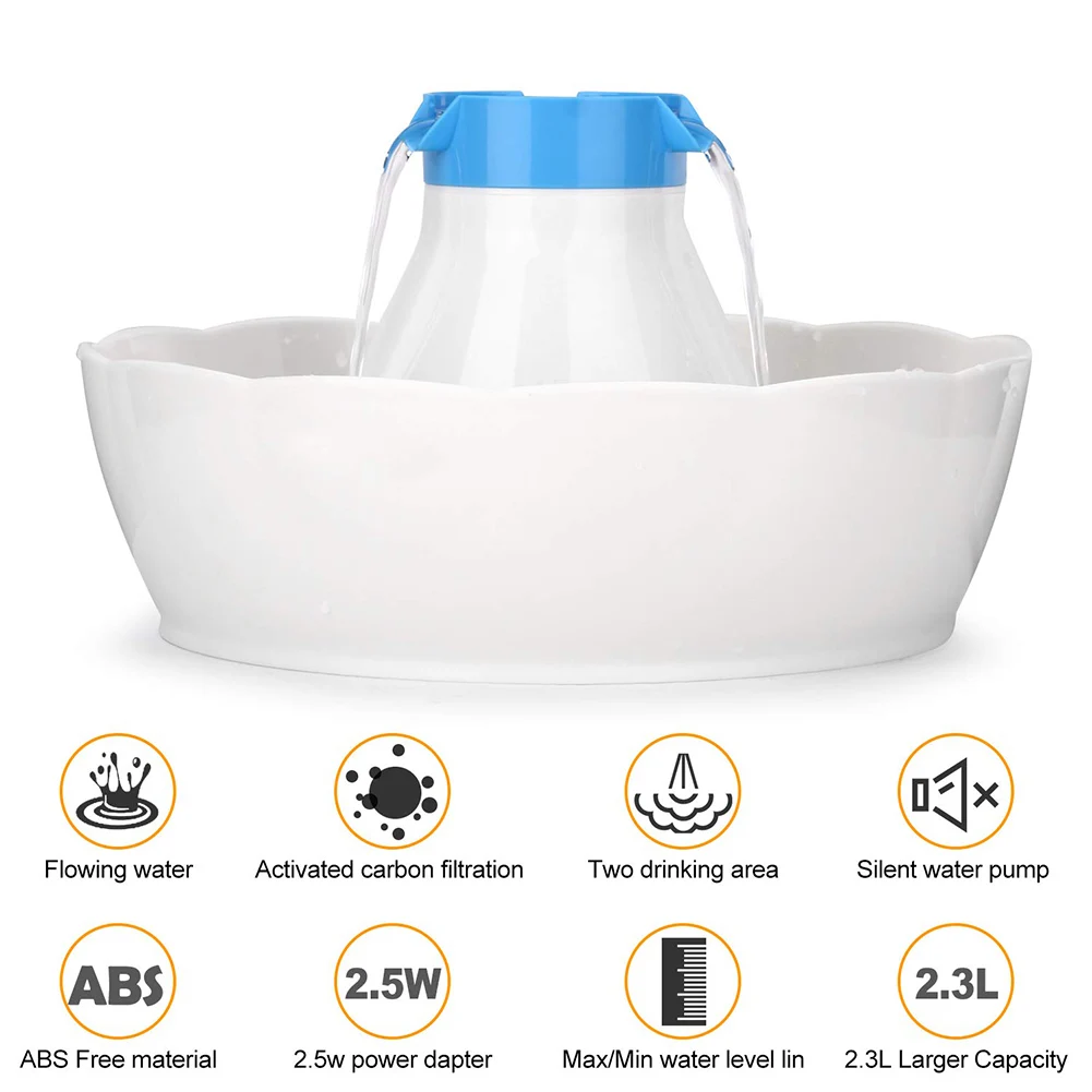 Питательный фонтан для домашних животных тихий 2.3л большая емкость