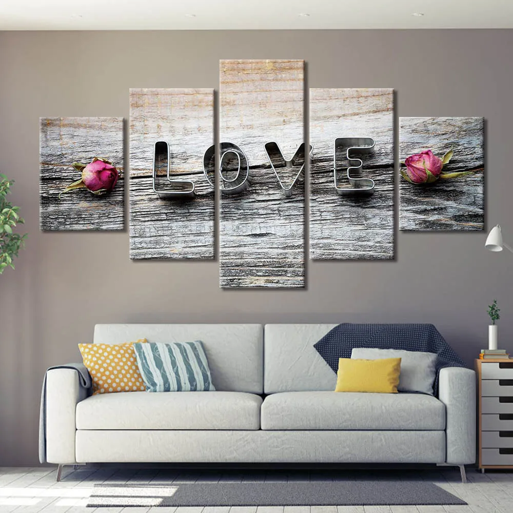 Картина с надписью Love на фотографиях HD домашнее украшение модульная Настенная