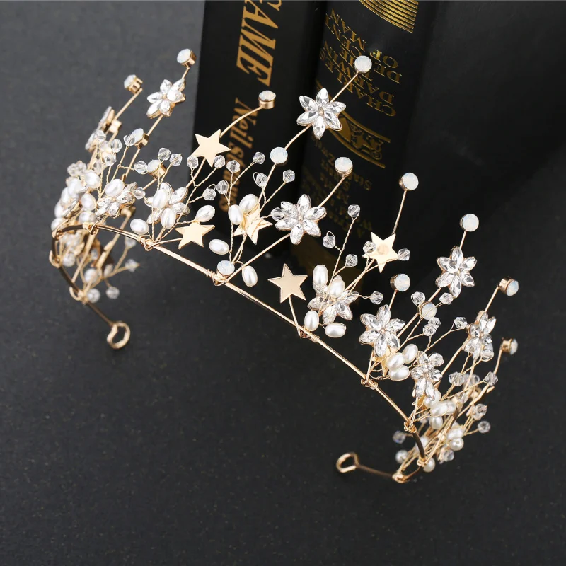 HIMSTORY популярные европейские винтажные золотые звезды невесты Тиара короны с