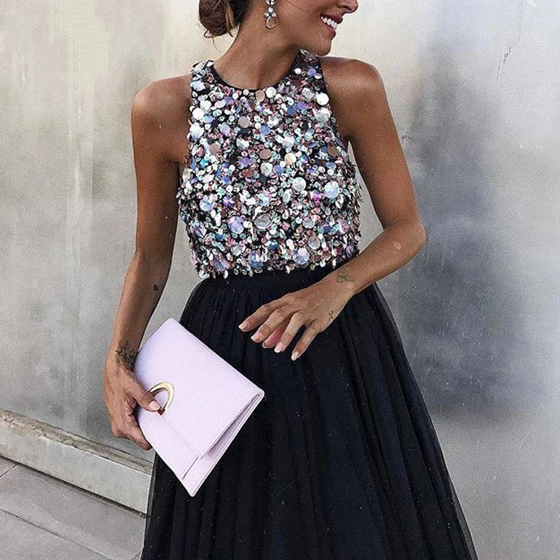 Роскошное вечернее платье короткая женская юбка с пайетками 2021 короткое для