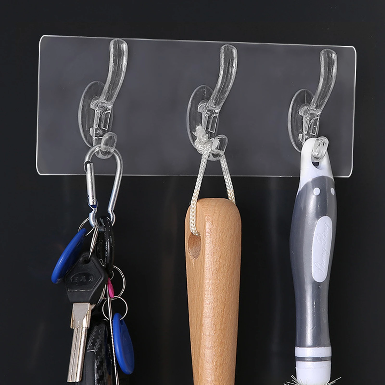 

3 Row Transparent Wall Hooks For Hanging On The Wall Hat Clothes Coat Hanger Towel Holder Door Hook Bathroom Storage Rack