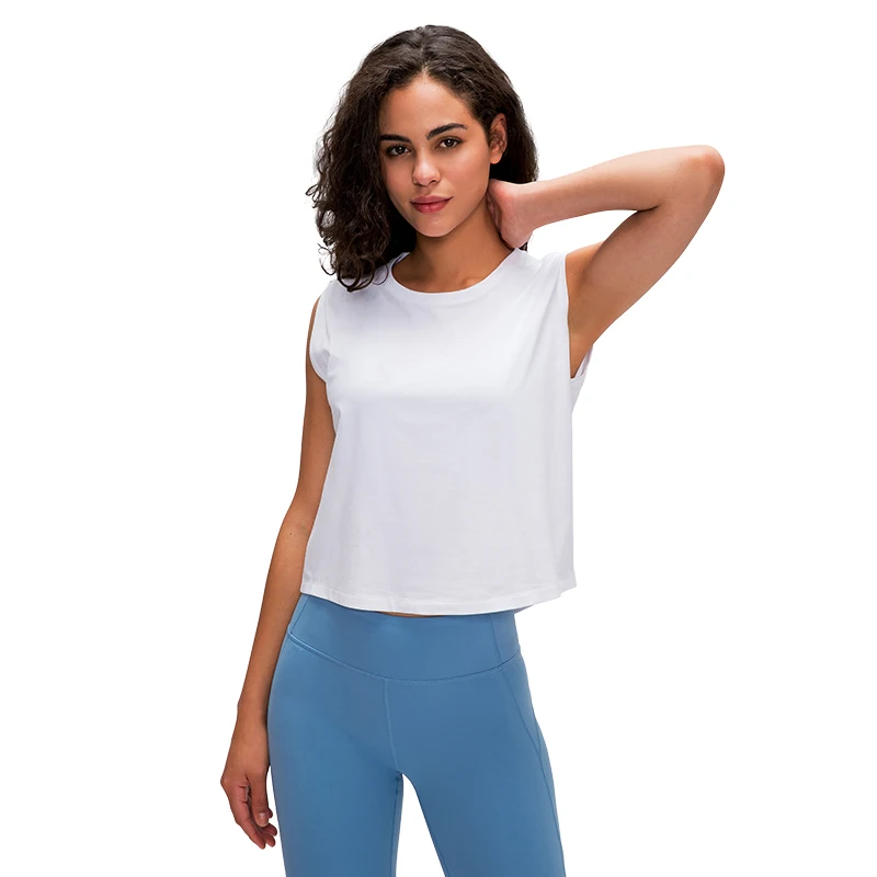 Новинка 2020 однотонные свободные майки для тренировок топы женщин дышащий хлопок