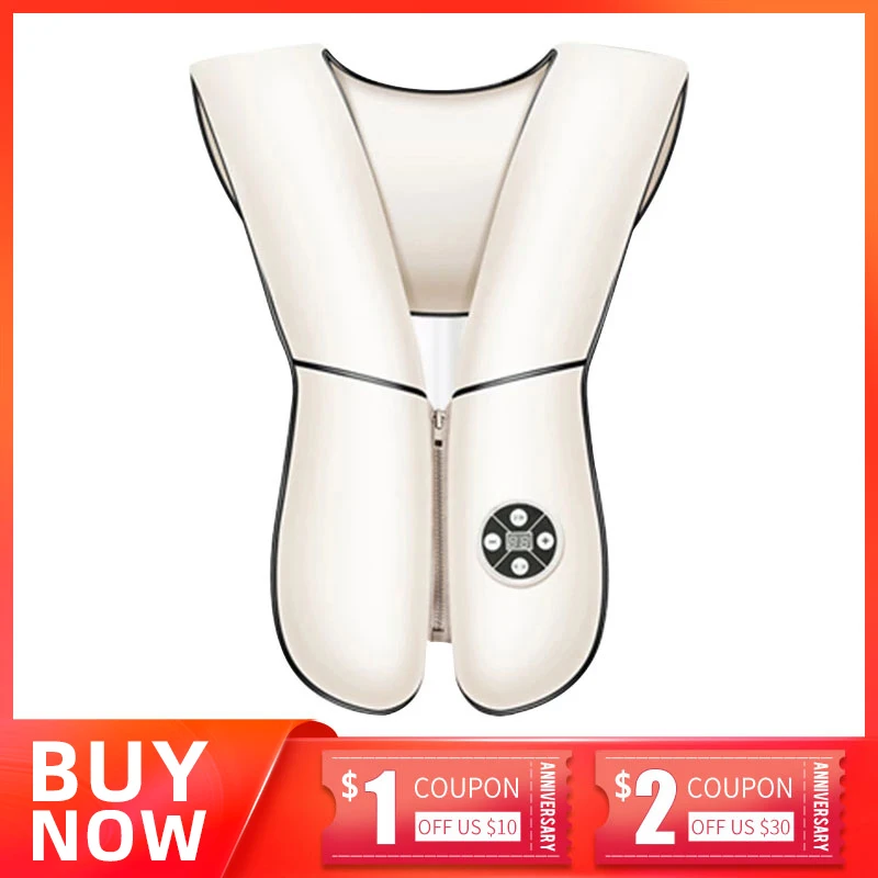 

4D Shawl Kneading Shiatsu Infrared Heated Kneading Mute Timing Massagem Cervical Back Neck Shawl Device Shoulder Massager