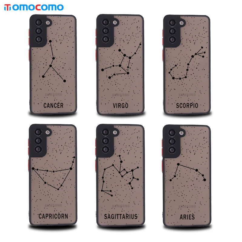 

Black Line Twelve Constellations Phone Case For Samsung Galaxy A30 A50 A70 A71 A51 A52 S8 S9 S10 S10P S21 Clear Matte Phone Case