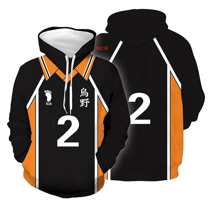 Haikyuu! Толстовки Hinata Shoyo Косплей Karasuno школьный волейбол Толстовка Nishinoya Yuu Kageyama Tobio