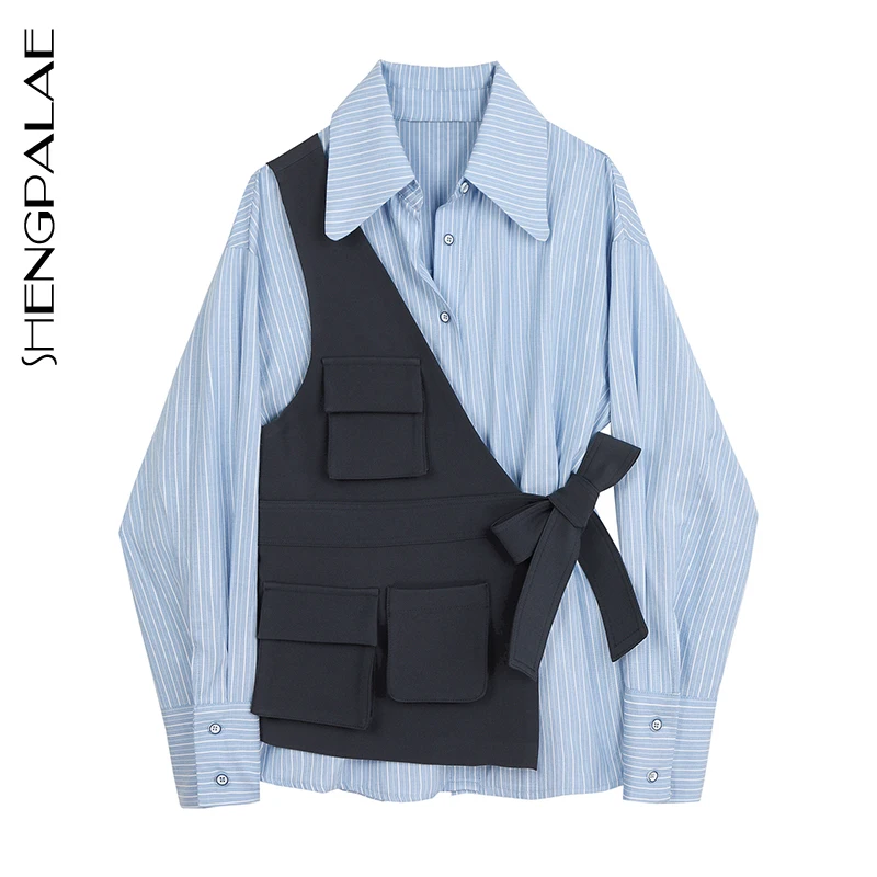 SHENGPALAE 2020 Новая женская рубашка Женские топы с длинным рукавом повседневные