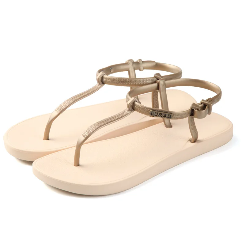 Сандалии женские с плоской подошвой простые римские сандалии для отдыха