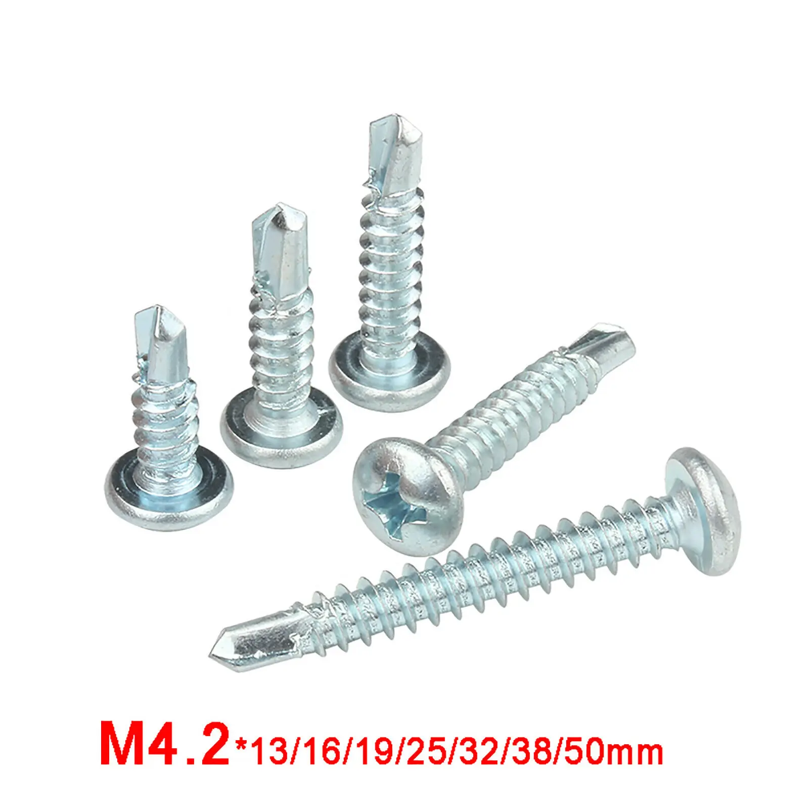 Саморез с круглой головкой Phillips M4.2 из углеродистой стали цинковым