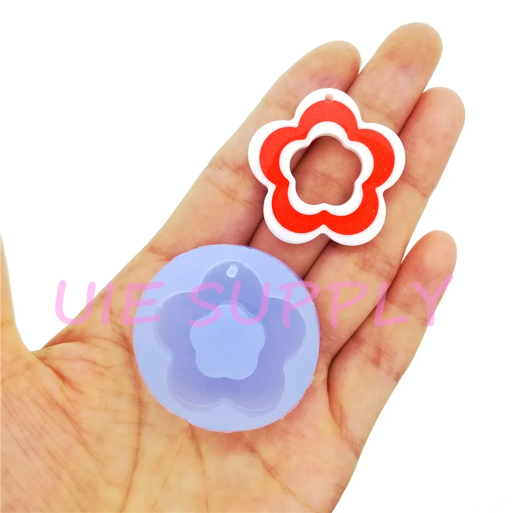 

BYL458U 33.2mm x 32.4mm Cute Flower Earrings Silicone Mold Resin Necklace Pendant Making Clay Craft Fondant Cake Decoration DIY