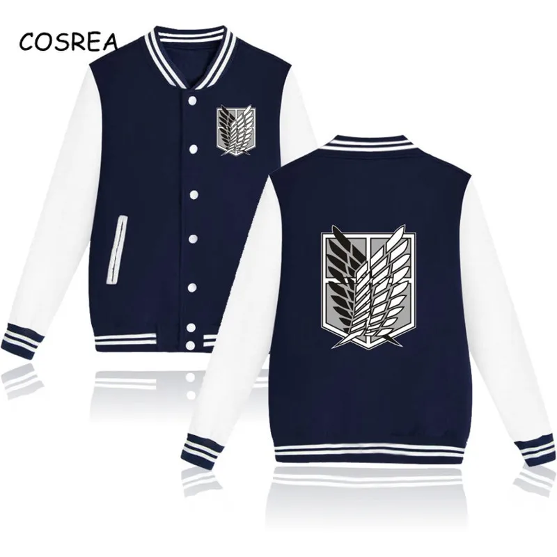 Cosrea Anime Cosplay Costume Attack on Titan Hoodies Sweatshirts Jacket Top Coat Hooded Hoody Baseball Uniform School Boys Girls |
