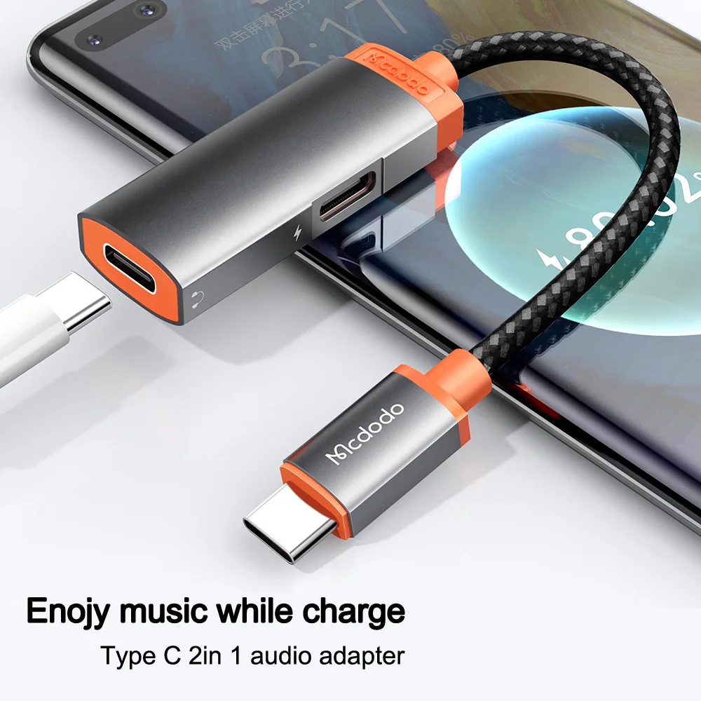 Mcdodo Aux Audio Adapter Type C To 3.5mm For Samsung Xiaomi Redmi Double USB C Converter Jack Call Aux Cable Earphone Splitter