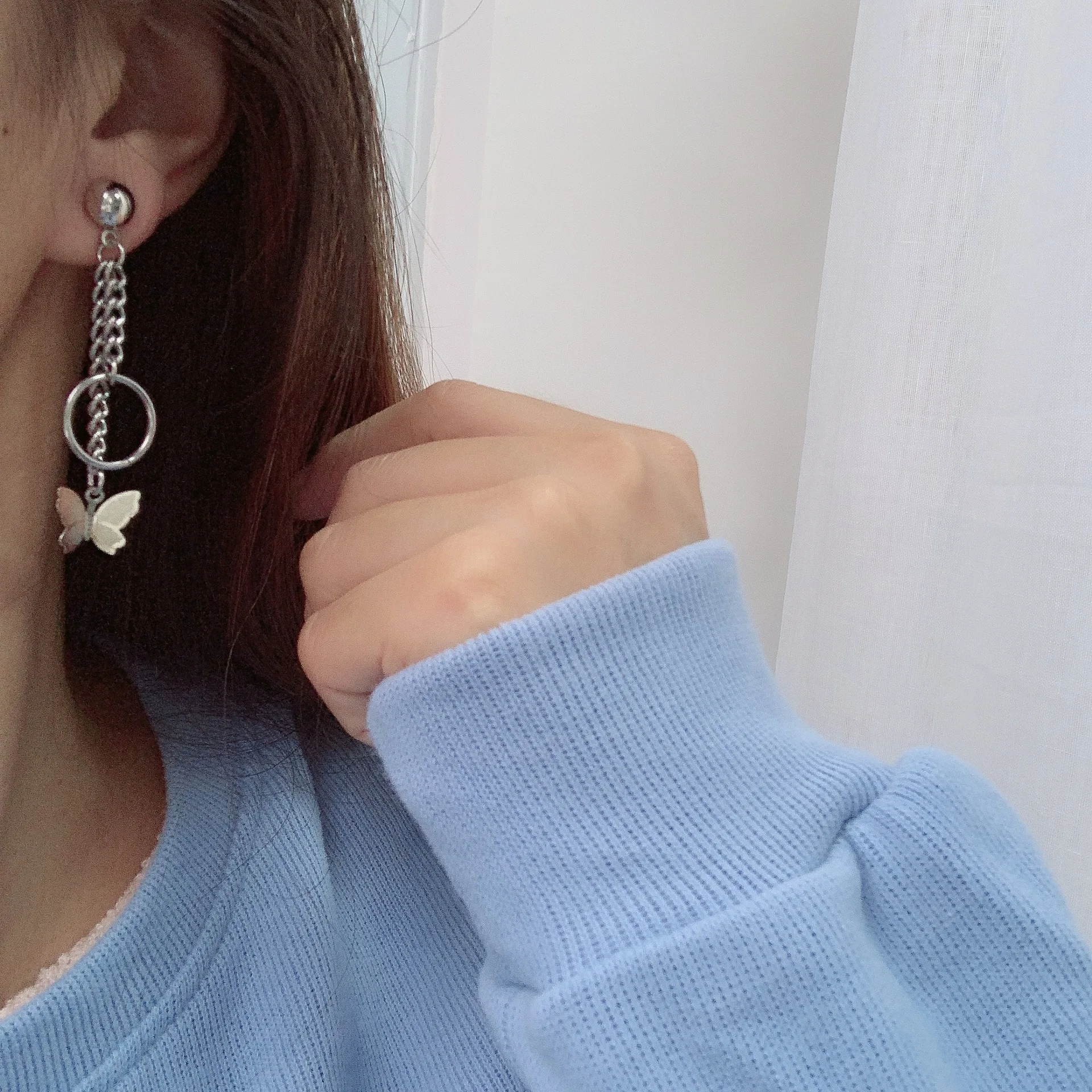 

ins style retro punk hip hop style butterfly earrings sweet and cool personality design hot girl ear clips female jewelry