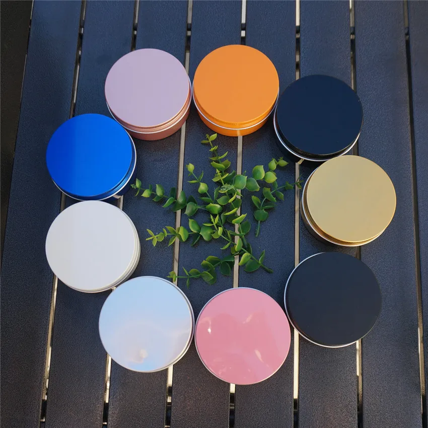 180g refillable box empty round aluminum metal tin cans bottle with lids 180ml cosmetic cream box DIY seal 83*38mm aluminum jar