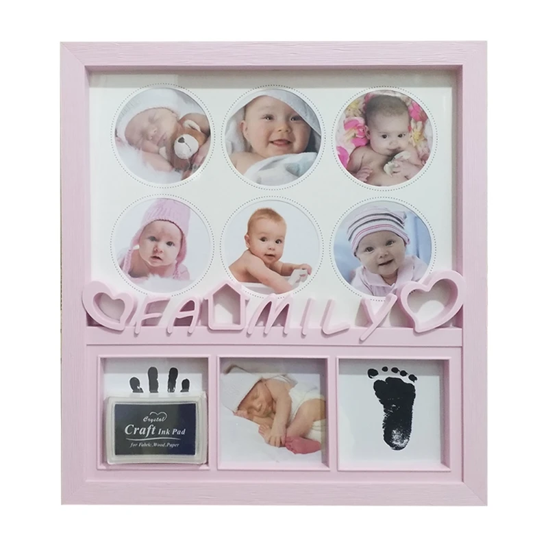

85DE Creative DIY Baby Wall Hanging Pictures Display Stand Record Handprint Footprint Souvenirs Photo Frame Kids Growing Memory