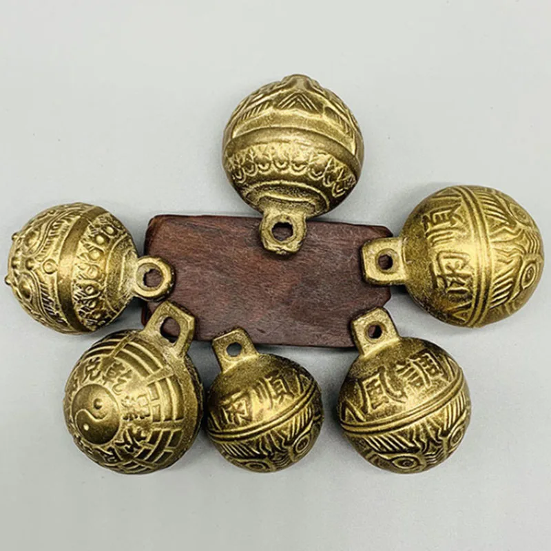 

Brass Copper Bell 10 pcs Christmas Ornaments Mini Pet Cat Dog Tiger Head Bell Little Antique Metal Gold Tiny Bells Small Large