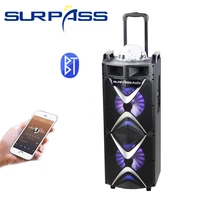 portable waterproof bt speaker subwoofers dual 10 bass led outdoor party karaoke speaker stereo sound amplifier audio box