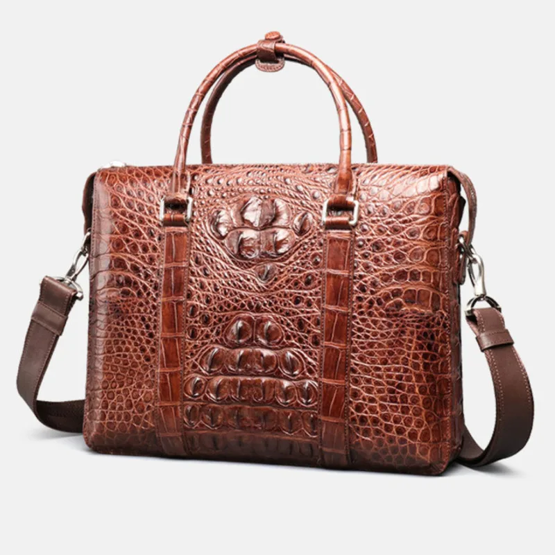 

New Genuine Crocodile Leather Document Briefcase High Grade Business Men's Laptop Shoulder Bags For Messenger Designer Bag Men