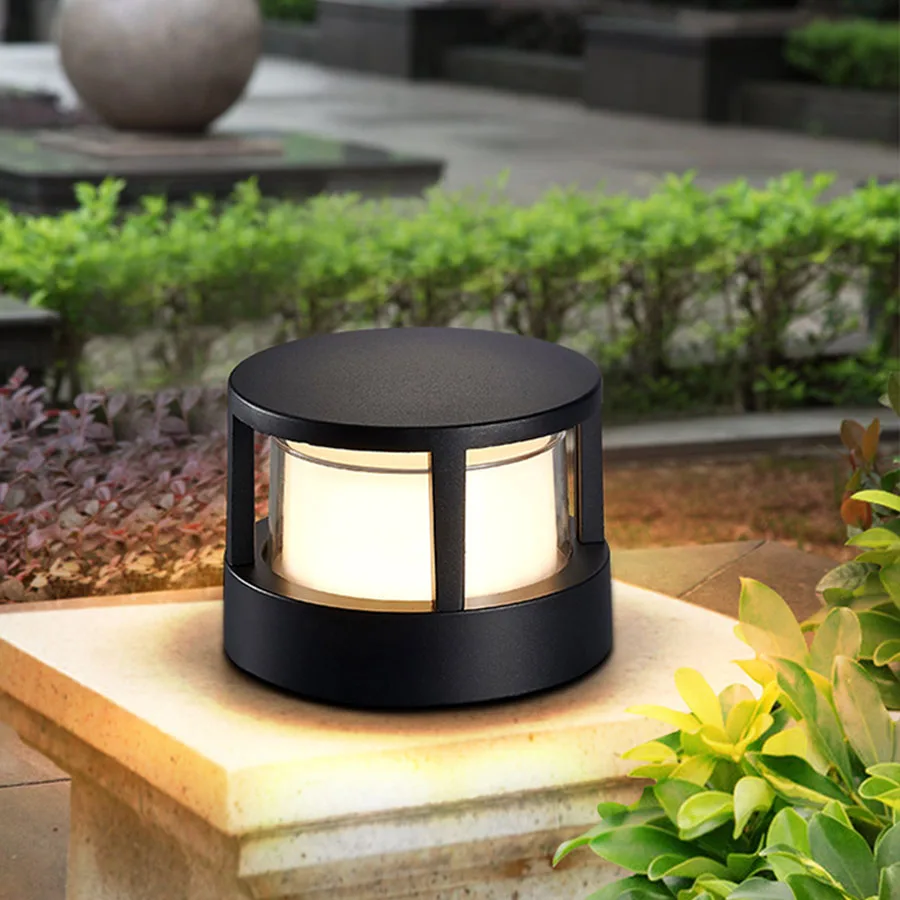 

Thrisdar Waterproof LED Post Lamp Front Door Exterior Bollard Light Villa Garden Landscape Pillar Light Patio Pathway Lawn Lamps