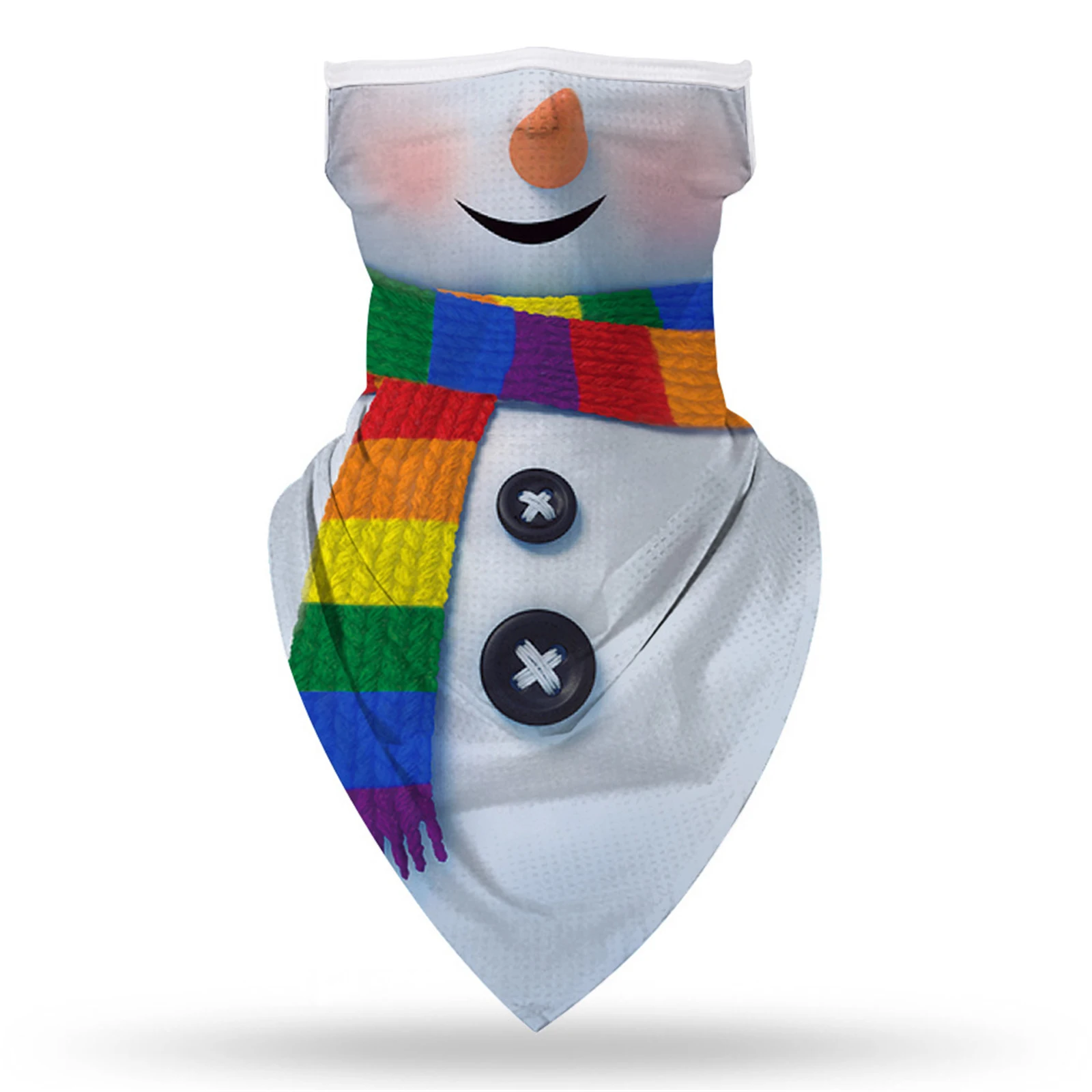 

1PC Polyester Adults Windproof Dustproof Face Neck Mask For Outdoor Cycling White & Red Christmas Santa Claus 45cm x 23cm