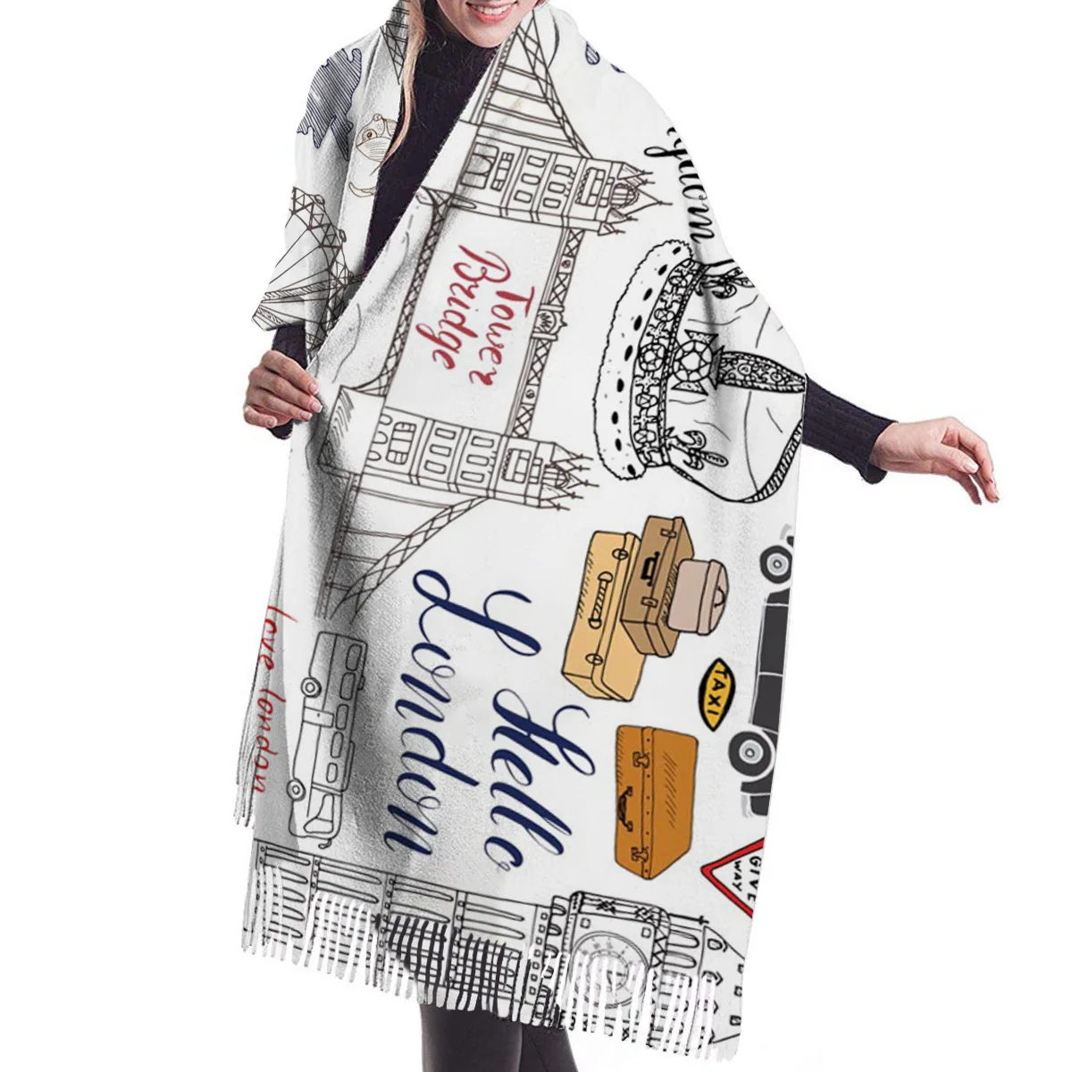 Весенне-зимний женский шарф теплые кашемировые шарфы с рисунком из британской