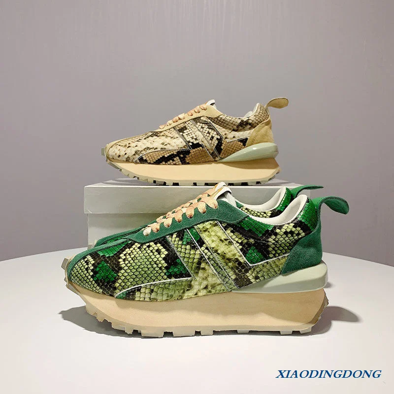 

New Fashion Women's Sneakers Leopard Print Leather Thick Bottom Increased Sneakers Casual Comfortable Sports Shoes For Ladies
