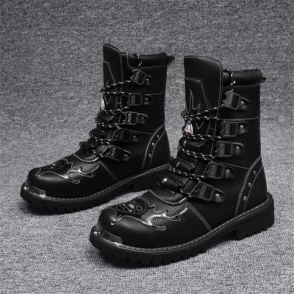 

New autumn and winter men's high boots, Martin boots, high-top outdoor hiking boots, plush warm boots, high-end motorcycle boots