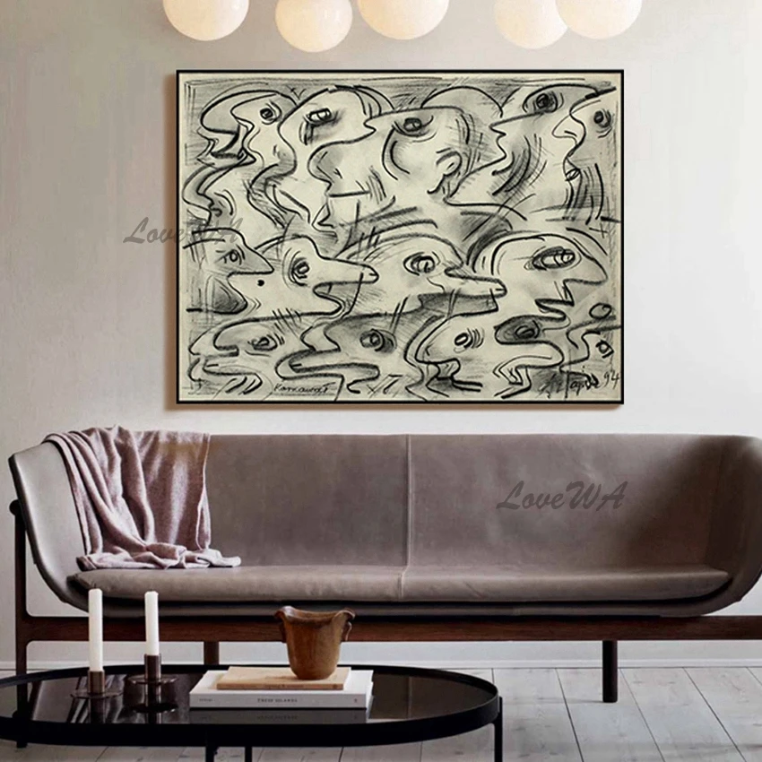 

New Arrival Abstract Oil Painting Black And White Art On Canvas Unframed Wall Hangings Art Picture For Hotel Entrance Decoration