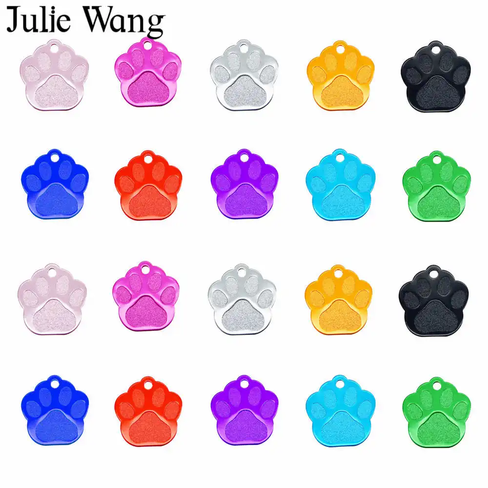 Julie Wang 10 шт. тег для собак талисманы в форме лапы алюминий на заказ выгравировано