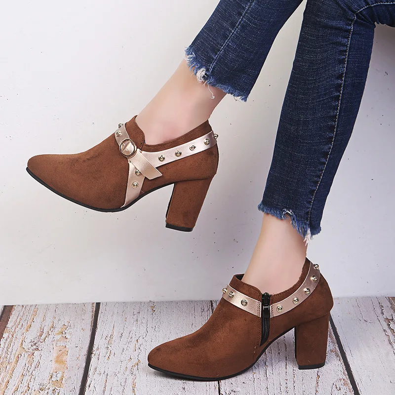 Модные новые женские осенние ботильоны Повседневные высокие винтажные короткие