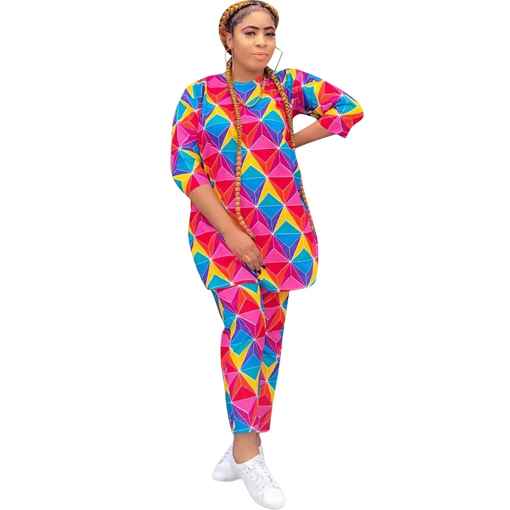 2019 Европа и США новые модные женские свободные брюки с геометрическим принтом из