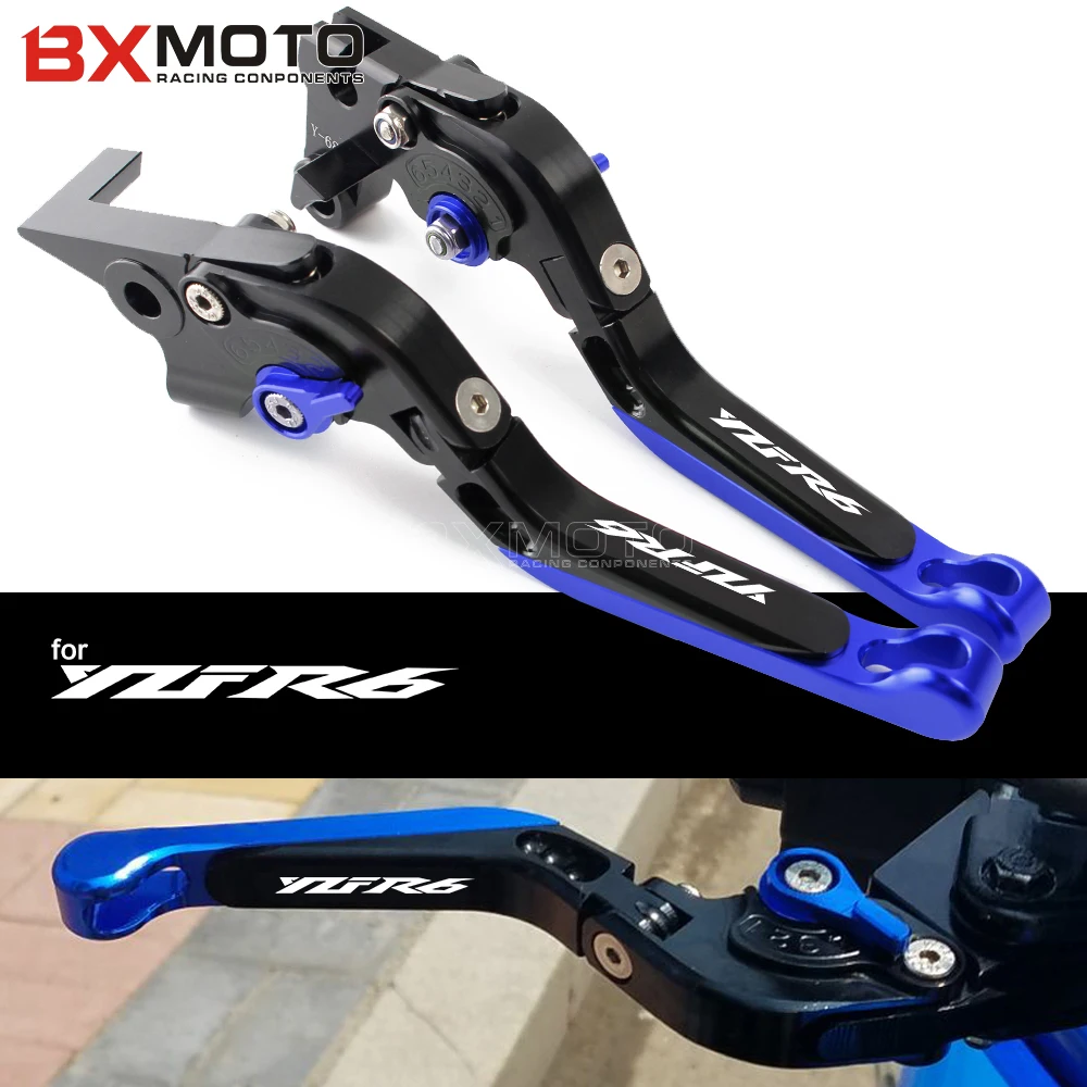 Складные Выдвижные рычаги тормозной муфты с логотипом YZFR6 для мотоцикла CNC Yamaha YZF